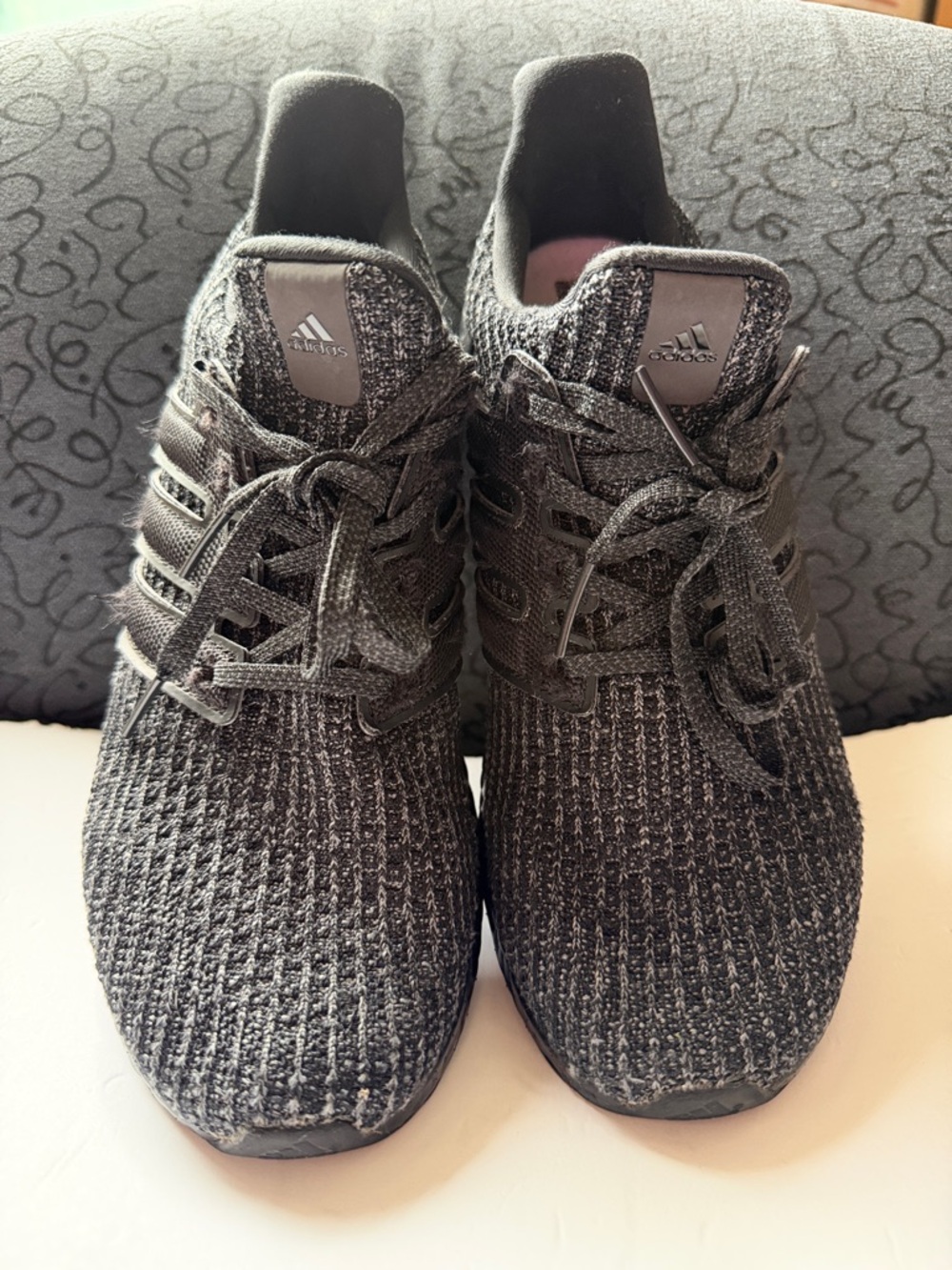 adidas Men’s Black and Gray Knit Athletic Shoes